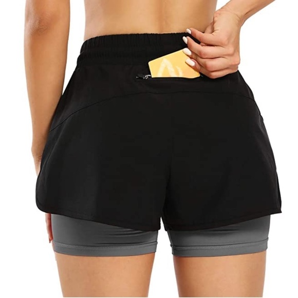 FIRST WAY Women's Athletic Running 2 in 1 Shorts - Picture 3 of 5